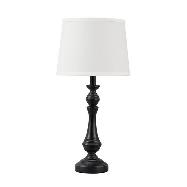 Turned Polyresin Base Table Lamp With Fabric Drum Shade White And Black Com Turned Polyresin Base Table Lamp With, Black Base Table Lamp With White Shade
