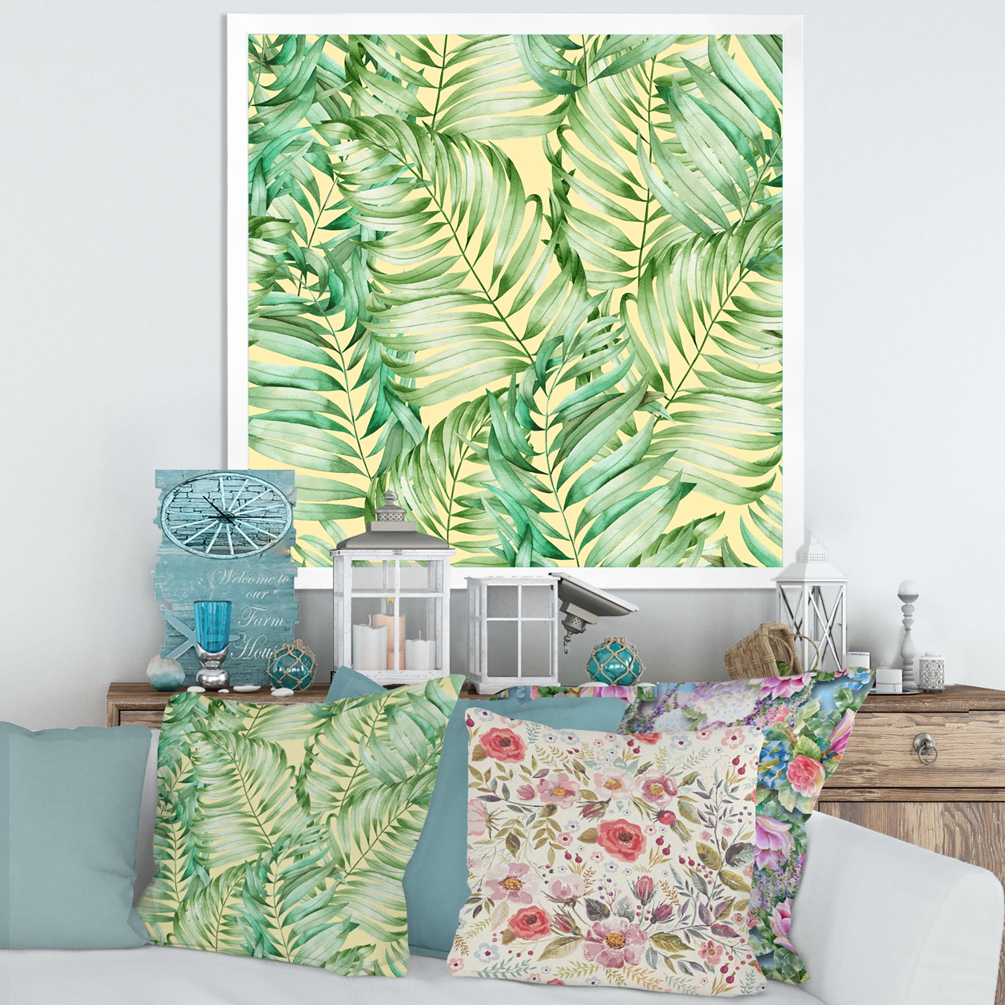 Designart 'Tropical Green Leaves of Monstera' Tropical Framed Art Print
