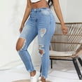 thumbnail image 2 of Gubotare Skinny Jeans for Women High Waist Women's Ripped Skinny Jeans Distressed Stretchy Denim Pants (Blue,Size L), 2 of 6
