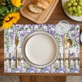 thumbnail image 4 of Spring Purple Flowers Placemats Set of 8, Farmhouse Leaves Fences Gray Wood Placemats for Dining Table, Place Mats for Kitchen Tabletop, Waterproof Wipeable Dining Table Mats Set, 4 of 9