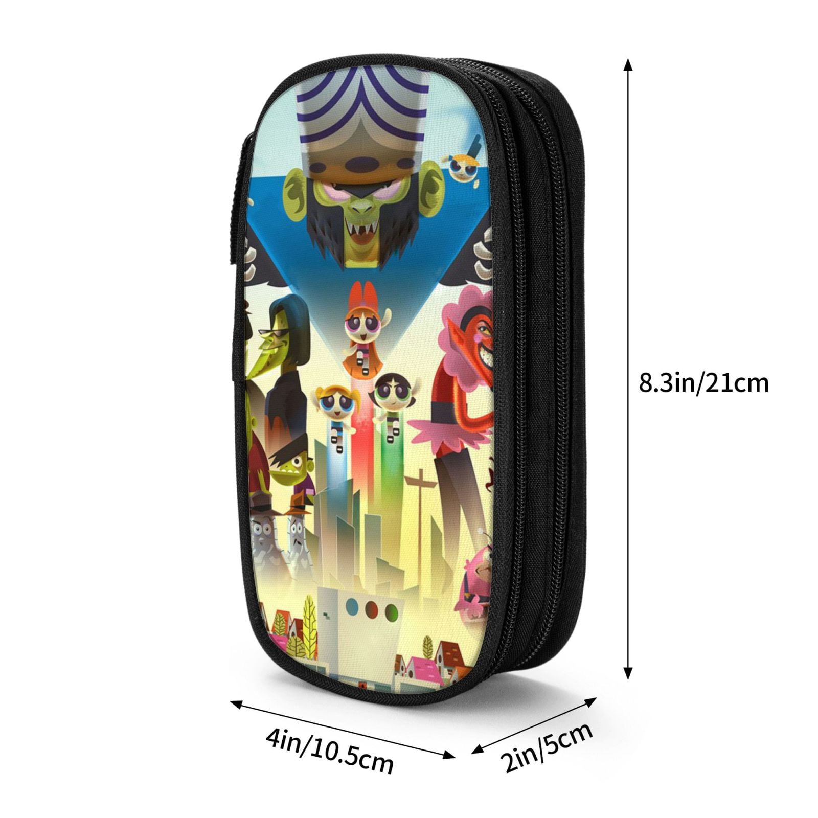 The Powerpuff Gi-rls Pencil Case Large Capacity Pencil Pouch Penbag Office Stationery Organizer Travel Makeup Bag Black