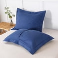 thumbnail image 4 of 100% Cotton Quilted Pillow Sham Floral Printed Pillow Cover (Standard, Navy Blue), 4 of 7