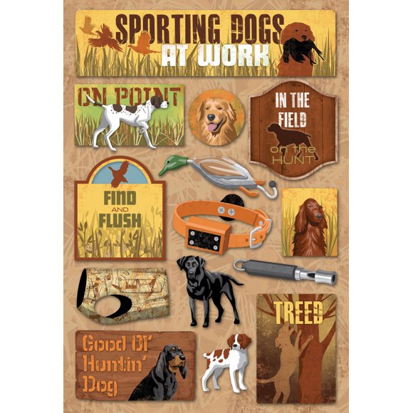 KAREN FOSTER 10996 Design Feuille d'Autocollants de Scrapbooking Sans Acide Ni Lignine, Chiens Sportifs