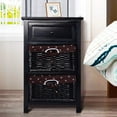 thumbnail image 6 of Gymax 3-Tiers 1-Drawer Black Nightstand Bedroom Storage Wood 2 Baskets, 6 of 7