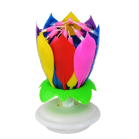 - Birthday Cake Flower Candles Mixed Colorful Candle with Happy Birthday Music Rotating Setup for Kids