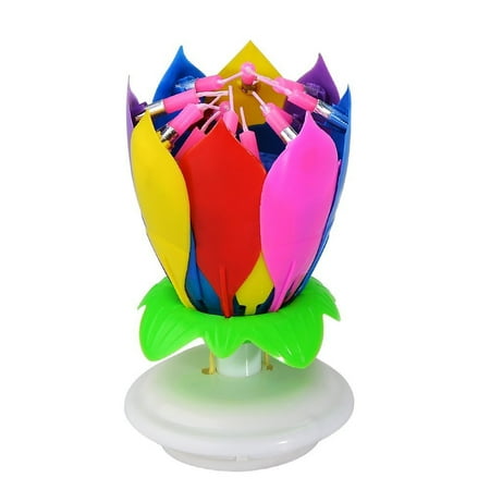 Birthday Cake Flower Candles Mixed Colorful Candle with Happy Birthday Music Rotating Setup for