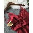 thumbnail image 5 of Coduop Women Silk Satin Sleepwear Dress Babydoll Lace Sleepwear V-Neck Mini Skirt, 5 of 6
