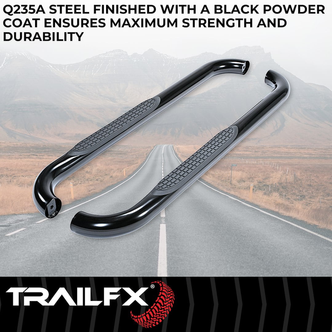 TrailFX A0046B TFX Round Tube Side Steps NERF BAR ROUND 3"