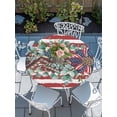 thumbnail image 2 of Round Tablecloth 4th of July Elastic Edge Fitted Patriotic Sunflower Floral Eucalyptus Leaf Plastic Table Cover,Waterproof Oil Proof for Dinner,Outdoor, Picnic, 45"- 54" DIA Tables Red Striped, 2 of 8