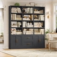 thumbnail image 4 of Hiphuta 71" Tall Triple Row 4-Tier Bookcase with 12 Open Cubes, 59" Wide Extra Large Display Bookshelf with 4 Doors and 2 Drawers, for Office Living Room, Black, 4 of 9