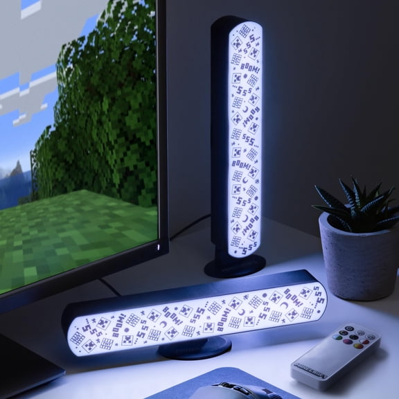 Minecraft Officially Licensed Light Bar Set of 2 with Remote, Color phasing, 3 Brightness Levels and Music Reactive, Gamer Room Decor and Gift for Boys and Girls  - Paladone