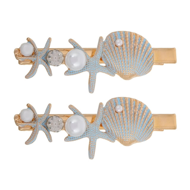 Juego de 2 pinzas para el pelo con forma de estrella de mar y concha, pinzas de cocodrilo con forma de estrella de mar para mujer, accesorios para peinado y sombreros.