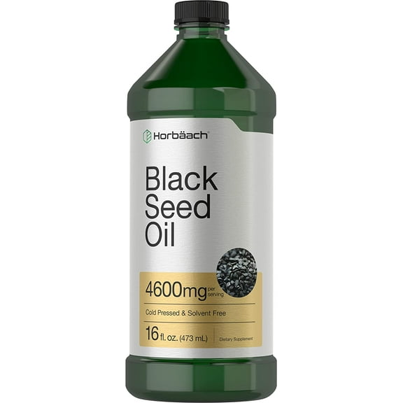 Black Seed Oil | 4600mg | 16 oz | Vegetarian Formula | by Horbaach