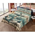 thumbnail image 4 of Ambesonne Nautical Fitted & Top Sheet Set with Shams, Rustic Anchor Wooden Look, Teal Seafoam Pale Brown, 4 of 5