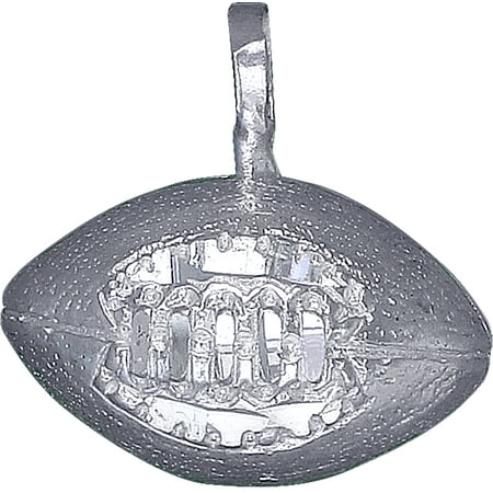 Necklace Charm Football Sterling Silver Football Ball Charm Pendant Necklace 1.4 Inches 3.6 Grams with Diamond Cut Finish and 24 Inch Figaro Chain ()