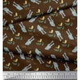 thumbnail image 2 of Soimoi Brown polyester Crepe Fabric Crocodile Face & Fish Ocean Print Fabric by the Yard 42 Inch Wide, 2 of 3