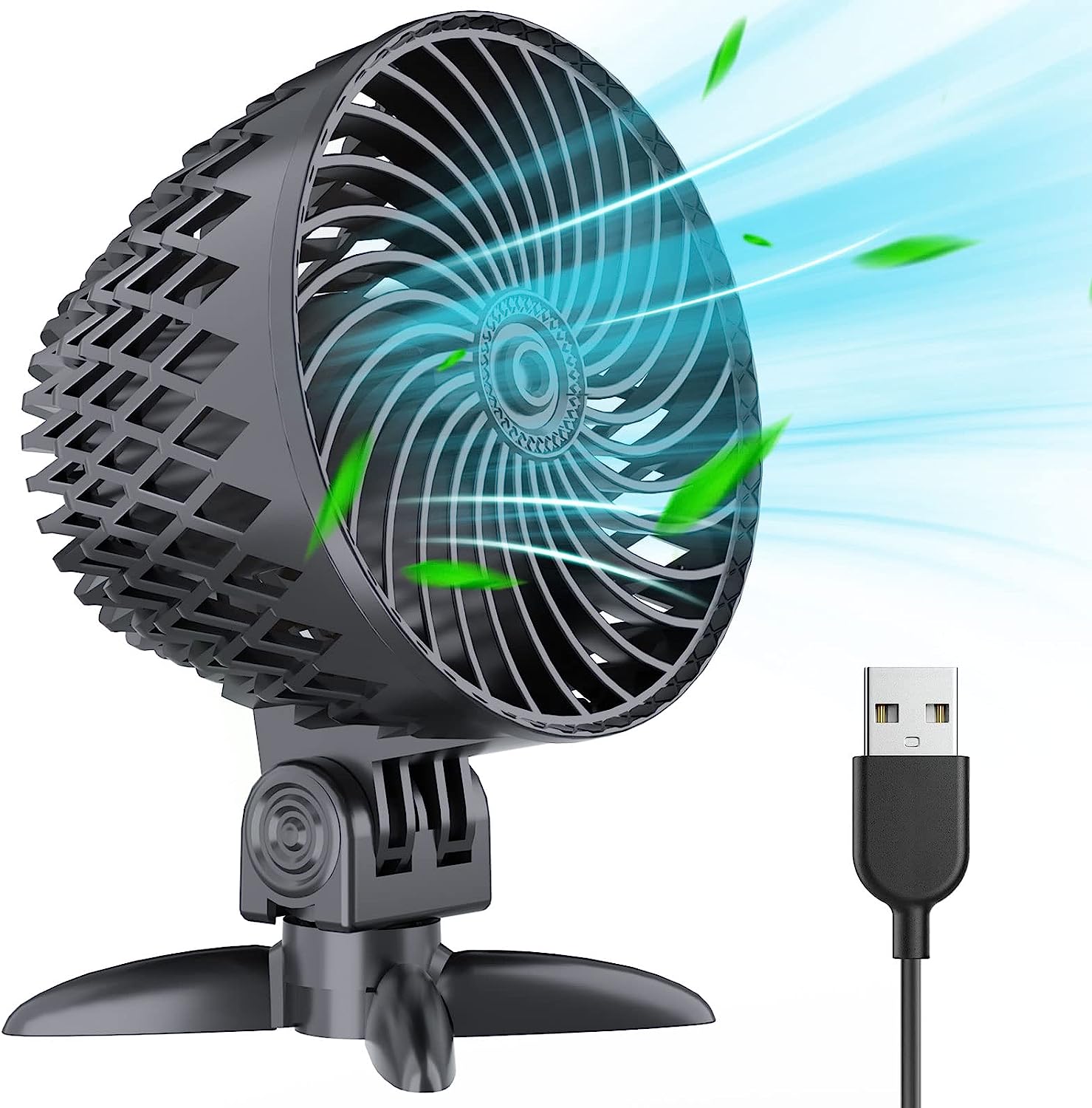 USB Fan, Usb Desk Fan,Table Fan Silent Fan, 3 Speeds Adjustable Usb