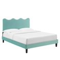 thumbnail image 2 of Modway Current Performance Velvet Twin Platform Bed in Mint, 2 of 10