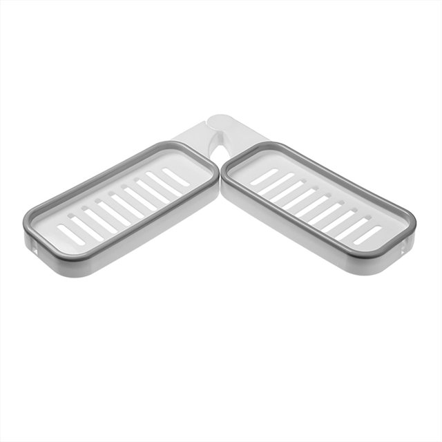 ¡Liquidación! Estante para fregadero Huayishang, lavamanos, estante de doble uso, esquinero plegable de pared, organizadores y almacenamiento. Liquidación, gris.