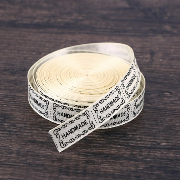 LEORX Handmade Ribbon English Words Printed for Wedding Decor DIY Crafts Gift Wrap 10 Yards Cloth White