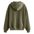 thumbnail image 6 of WULMLEO Womens Velour Zip Up Hoodie Long Sleeve Fall Oversized Hooded Sweatshirt Y2K Jacket 2026 Soft Warm Fashion Sweaters with Pockets Army Green 2XL, 6 of 9