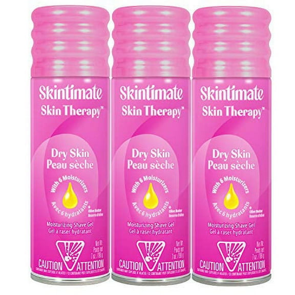 Skintimate Skin Therapy Moisturizing Shave Gel for Women Dry Skin with Lanolin and Olive Butter, 7 Ounce Pack of 3