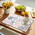 thumbnail image 2 of Orange Grey Coastal Placemats Set of 6, Summer Beach Coral Shell Ocean Placemats for Dining Table, Place Mats for Kitchen Tabletop, Waterproof Wipeable Dining Table Mats Set, 2 of 9