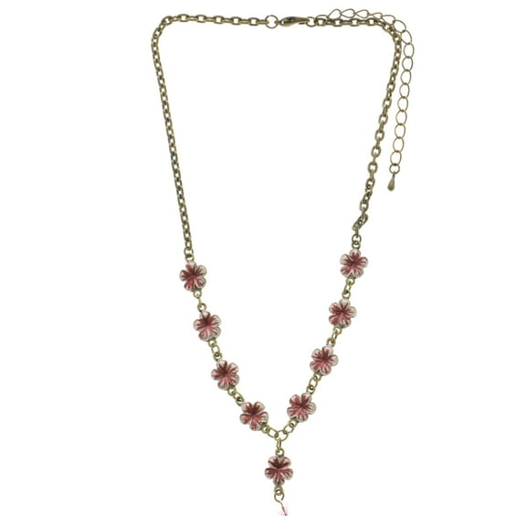 Mi Amore Choker Necklace With Antiqued Gold-Tone Finish And Pink Floral Accents TMN1132