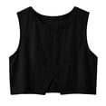 thumbnail image 4 of Qulqfy Solid Blouses for Women Casual Scoop Neck Cotton Linen Sleeveless Loose Crop Trendy Spring Summer Women's Tops Black S, 4 of 7