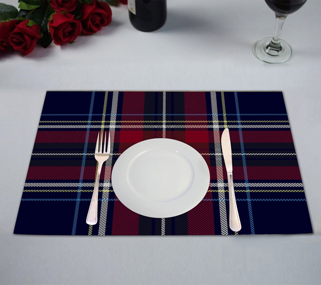 ABPHQTO Checkered Diagonal Plaid Placemat 12x18 Inch,Set of 2 Table