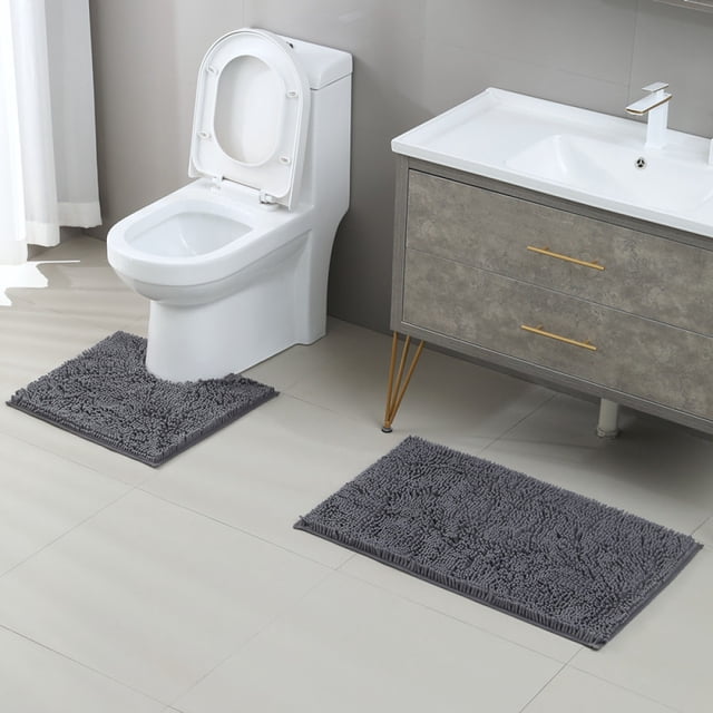 Oasis de baño: alfombrilla de baño antideslizante, suave y lujosa con rápida absorción de agua. Cree su baño con pelusas de microfibra ultraabsorbentes (gris oscuro, 50 x 50 (UND))