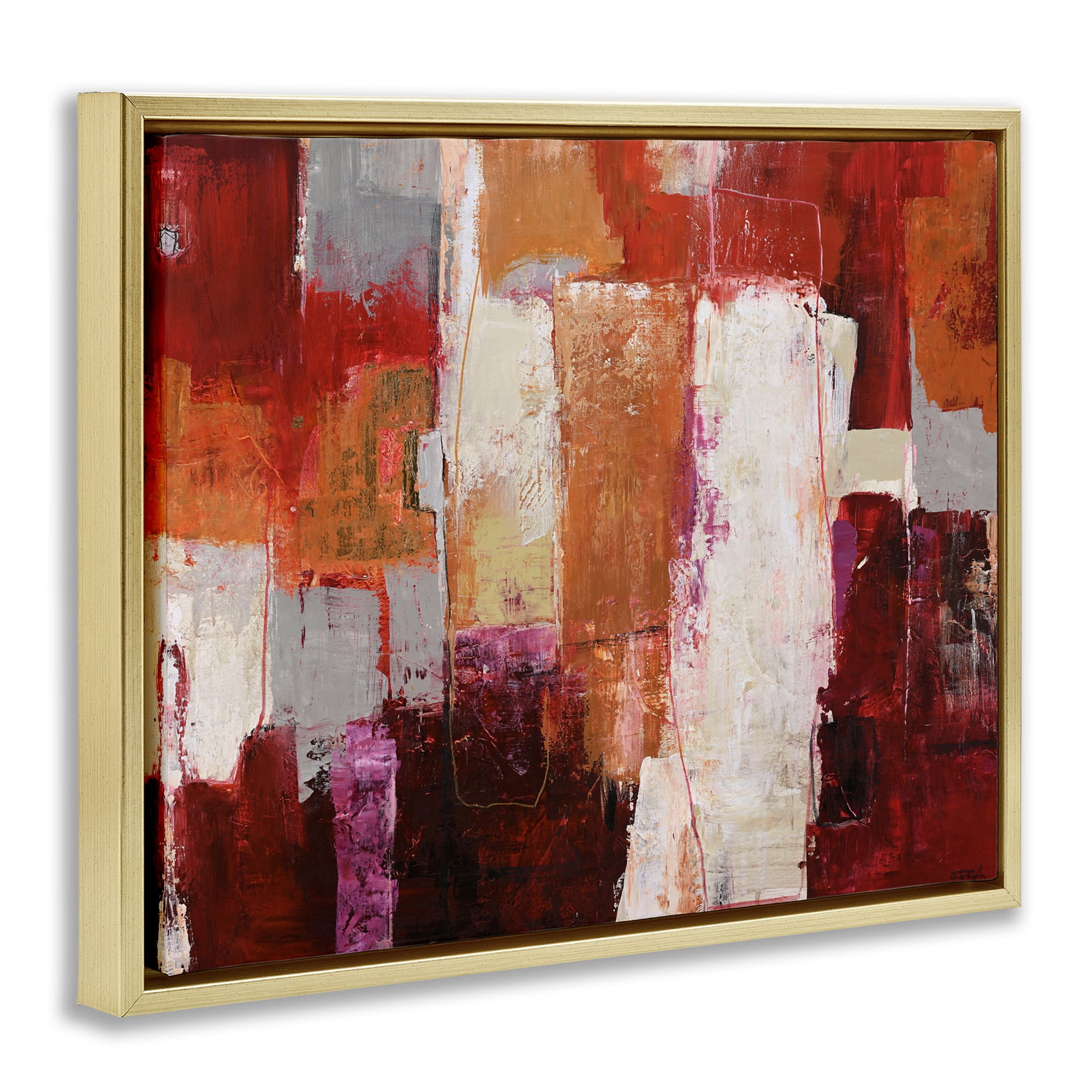 Deconstructed City Abstract Gold Framed Floater Canvas Wall Art, design by Design Fabrikken