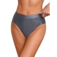 thumbnail image 2 of DPOIS Women's Glossy Seamless Briefs Underwear Stretchy High Waist Bottoms Briefs Dark Grey L, 2 of 5