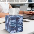 thumbnail image 4 of FKELYI Camo Blue Print Squared Tissue Box Cover Tissue Holder Organizer Snap Button Design Facial Paper Holder Cover Faux Leather Home Office Decor, 4 of 7
