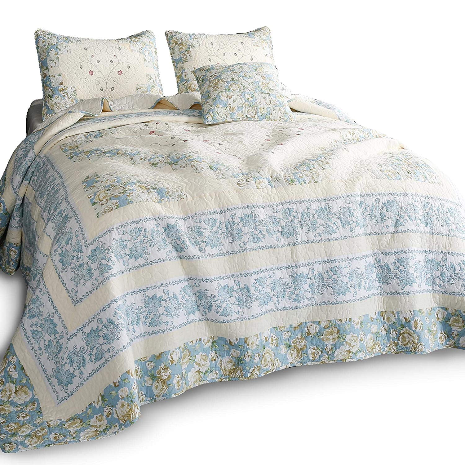 Kasentex Luxurious Quilted Patchwork Quilt Coverlet Bedspread
