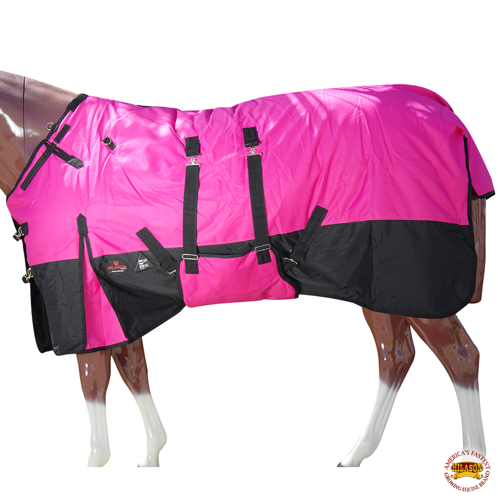 HILASON 1200D Winter Waterproof Poly Horse Blanket Belly Wrap Black White