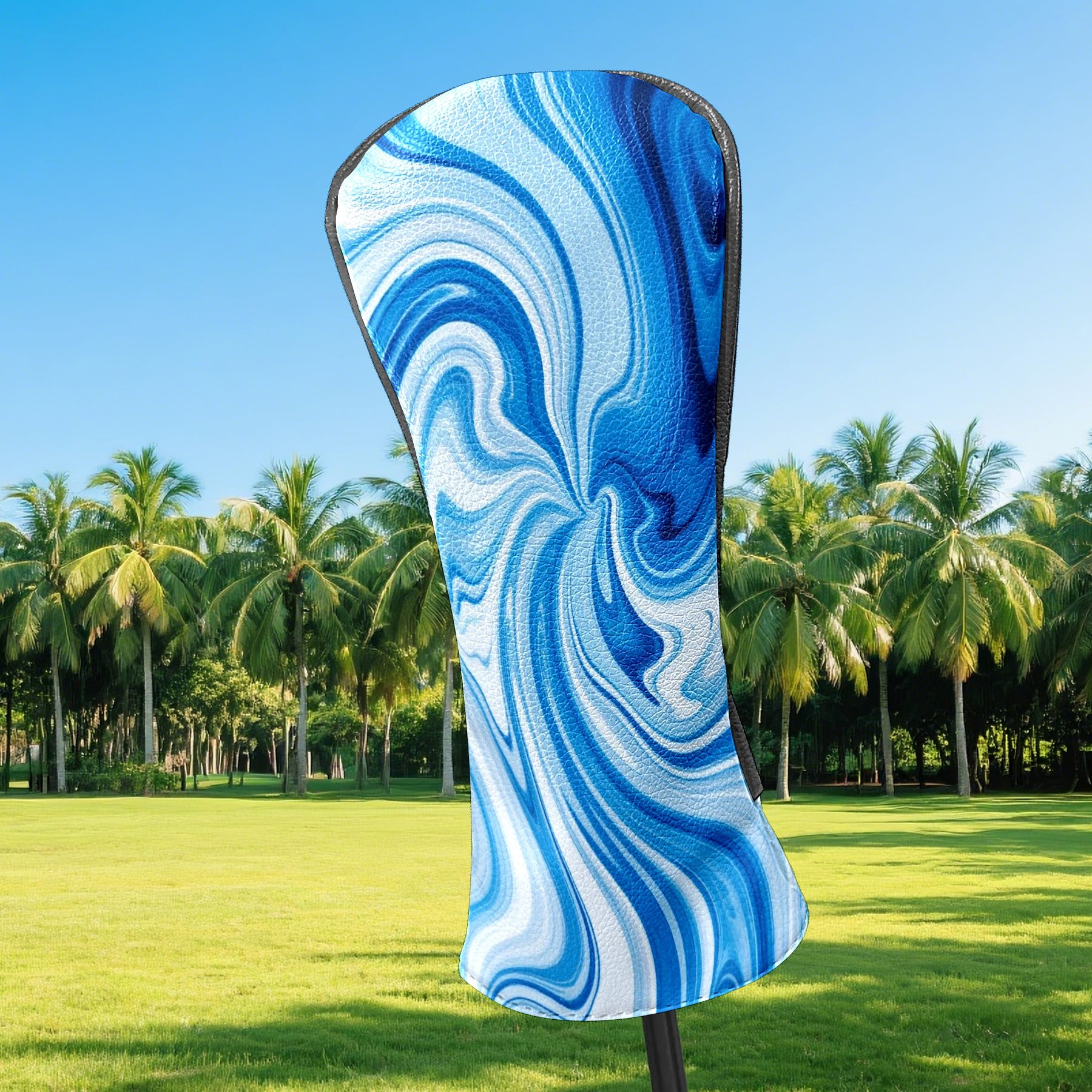 Golf Club Head Cover Waterproof Leather Golf Accessories HeadCovers Set Driver Headcover for Women Men Azure Swirl Texture