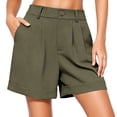 thumbnail image 3 of Shorts for Women 2026 Summer Elastic High Waist Wide Leg Dressy Casual Office Work Shorts with Pockets, 3 of 8