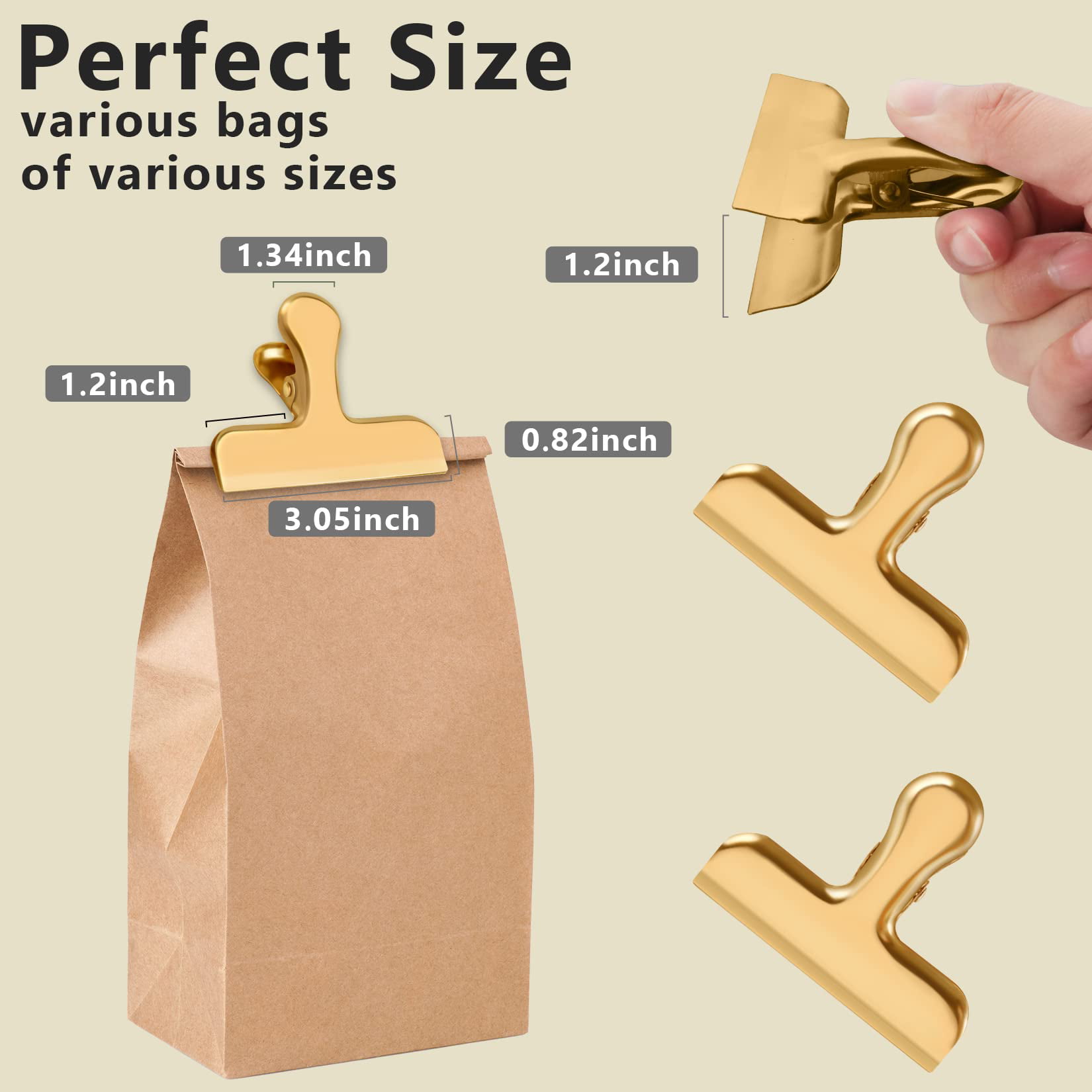 FINDMAG Chip Clips Heavy Duty Stainless Steel Chip Bag Clips, Food Bags  Clamp Great for Kitchen Office to Seal Coffee Bags, Chip Bags, Paper Sheets  