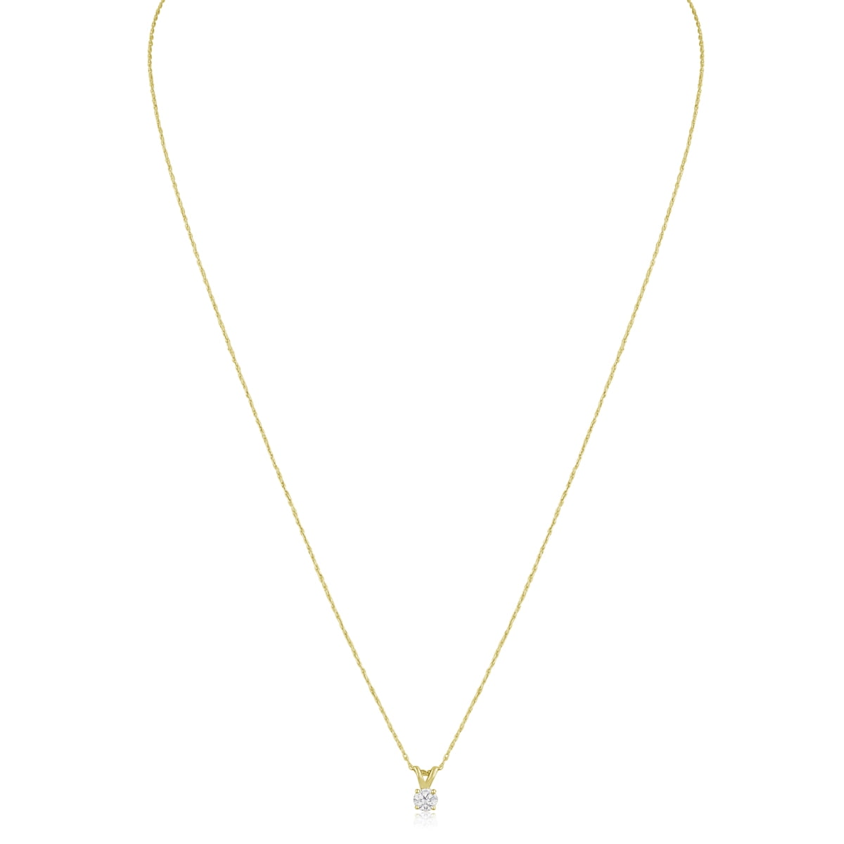 SuperJeweler 14 Karat Yellow Gold 1/6 Carat Diamond Solitaire Necklace for Women, 18 Inches, Diamond Necklace for Women