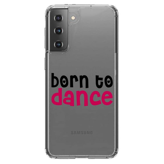 DistinctInk Clear Shockproof Hybrid Case for Galaxy S21  PLUS 5G (6.7" Screen) - TPU Bumper Acrylic Back Tempered Glass Screen Protector - Born to Dance