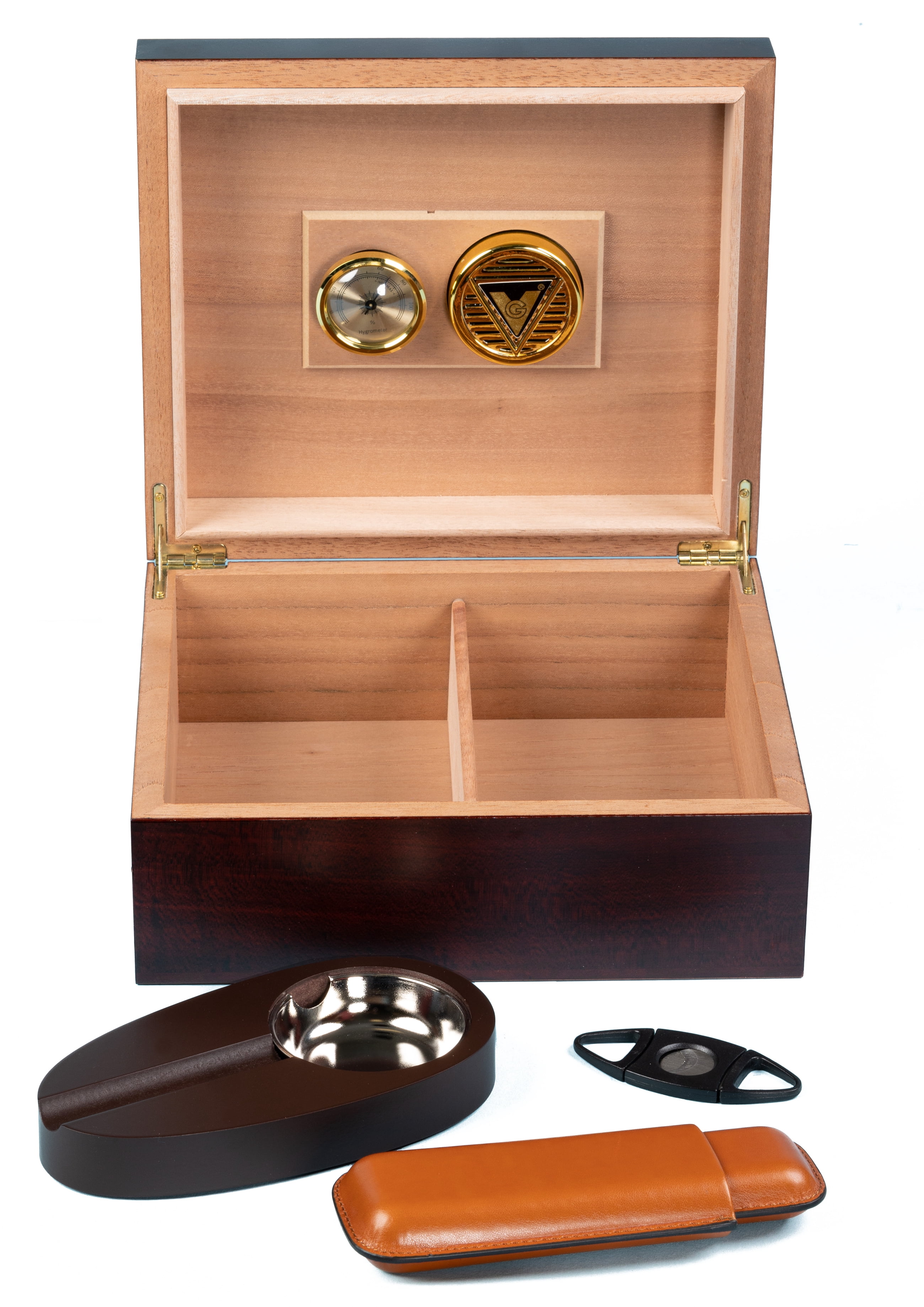 Diplomat Cigar Humidor Gift Set - Cherry Finish - Capacity: 25 to 50