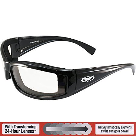Photochromic Motorcycle Glasses Global Vision Transition Stray Cat 24 Sunglasses With Clear to Smoke Anti-Fog Photochromic Lens ()