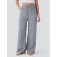 thumbnail image 6 of Women'S High Waist Drawstring Wide Leg Linen Blend Casual Pants with Pockets Gray L, 6 of 8