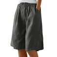 thumbnail image 5 of JJHGVB Womens Linen Shorts Beach Resort Pants Below the Knee Shorts for Women Womens Linen Shorts Flowy Shorts Resort Wear for Women 2026 Linen Bermuda Shorts for Women Linen Shorts Gray 2XL, 5 of 8