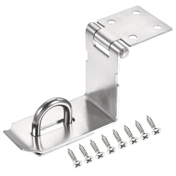 Uxcell 5'' Stainless Steel 90 Degree Heavy Door Latch Hasp Lock, Silver