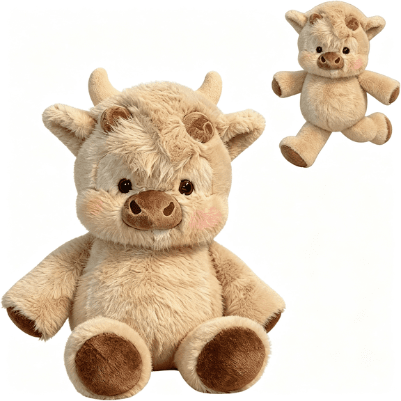 CYFW Running Plushies Running Cow Plush,Moving Legs Stuffed Animal Toy,Stress Relief Farm Highland Cow Decor Pillow for Couch Bed Car,Cozy Huggable Gift for Adult-17.7In