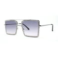 thumbnail image 2 of Womens Square Rhinestone Rectangle Jewel Metal Rim Diva Sunglasses Silver Smoke, 2 of 4
