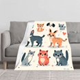 thumbnail image 2 of Cozy Cartoon Animal Flannel Blanket - Soft Warm and Durable for Sofa Travel Bed & Chair - Adorable Gray Cat Playful Dog & More, 2 of 7