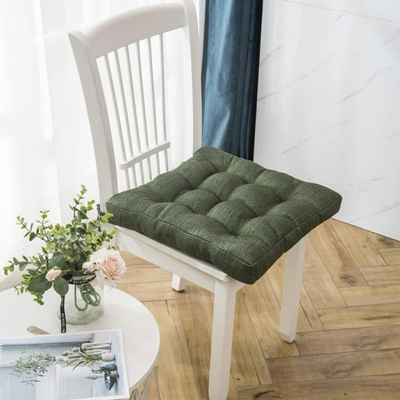 XmhyTop Plush Comfort Square Seat Cushion with Ties, Family-Friendly Pad for Kitchen, Dining Room & Office, Ultra Soft Reading Cushion (Green,18"x18")